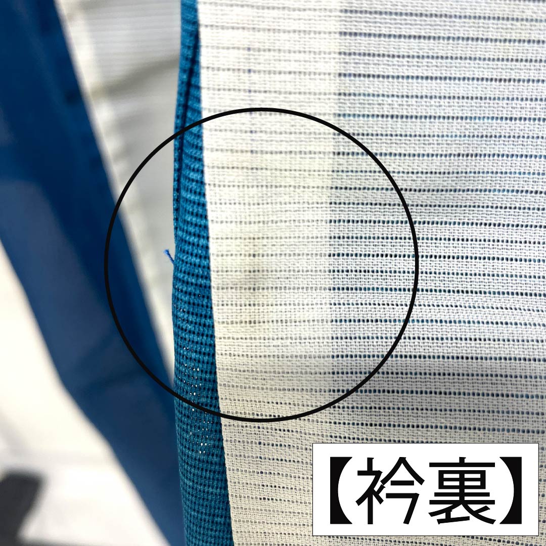夏物 ポリエステル 付下げ Aランク 身丈163.5cm 裄丈63cm 深縹色（ふかきはなだいろ） 古典柄 洗える着物 絽 青系 1132005263417