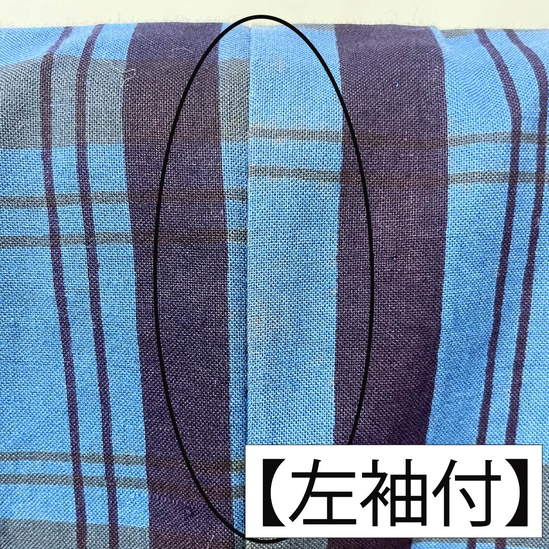 メンズ浴衣 木綿 Bランク 身丈142cm 裄丈68.5cm 青黛色（せいたいいろ） 格子 単衣 青系 1138000914417