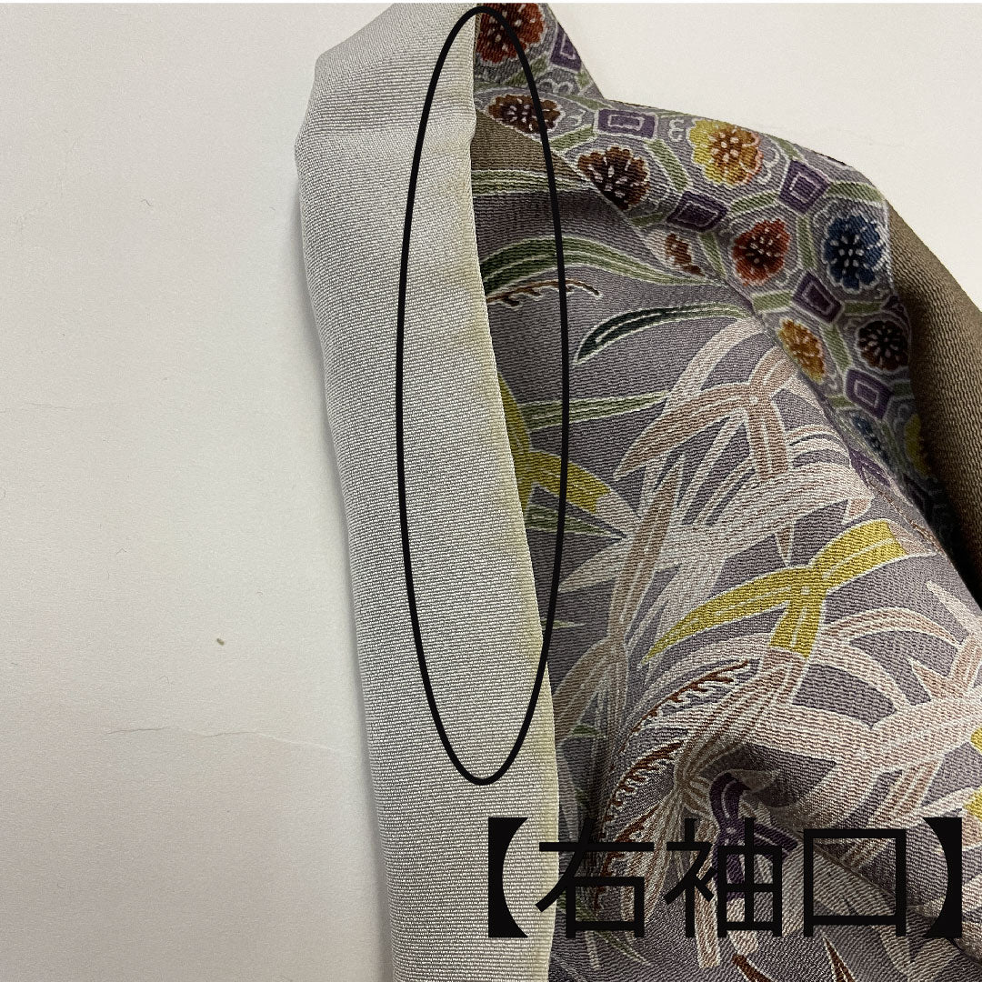 訪問着 袷 身丈165.5cm 裄丈66cm 京紅型 源氏香 草花模様 正絹 Aランク グレー系 1112001453522