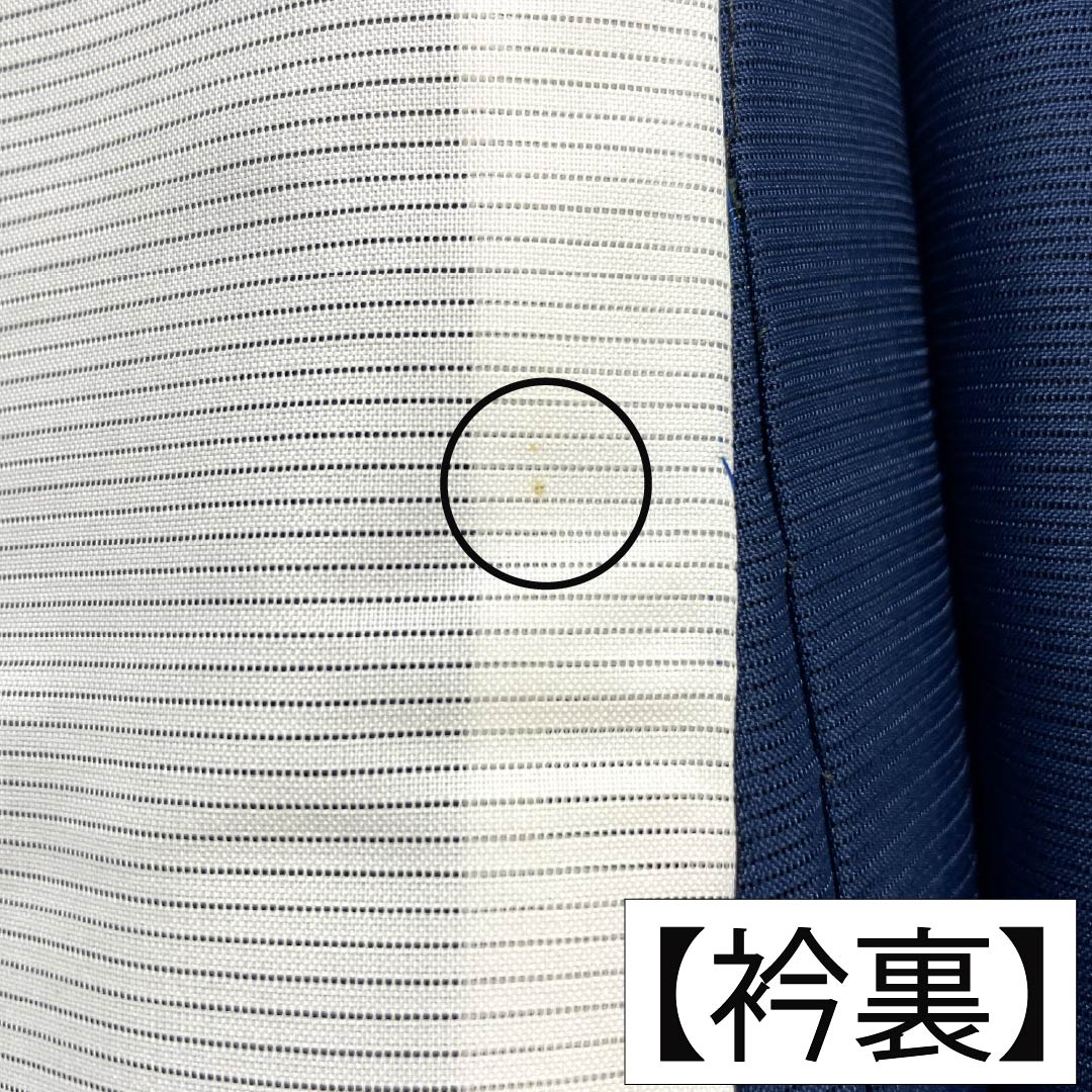 夏物 ポリエステル 色無地 Aランク 身丈164cm 裄丈65cm 紺鉄色（こんてついろ） 素無地 洗える着物 絽 紺系 1132005433418