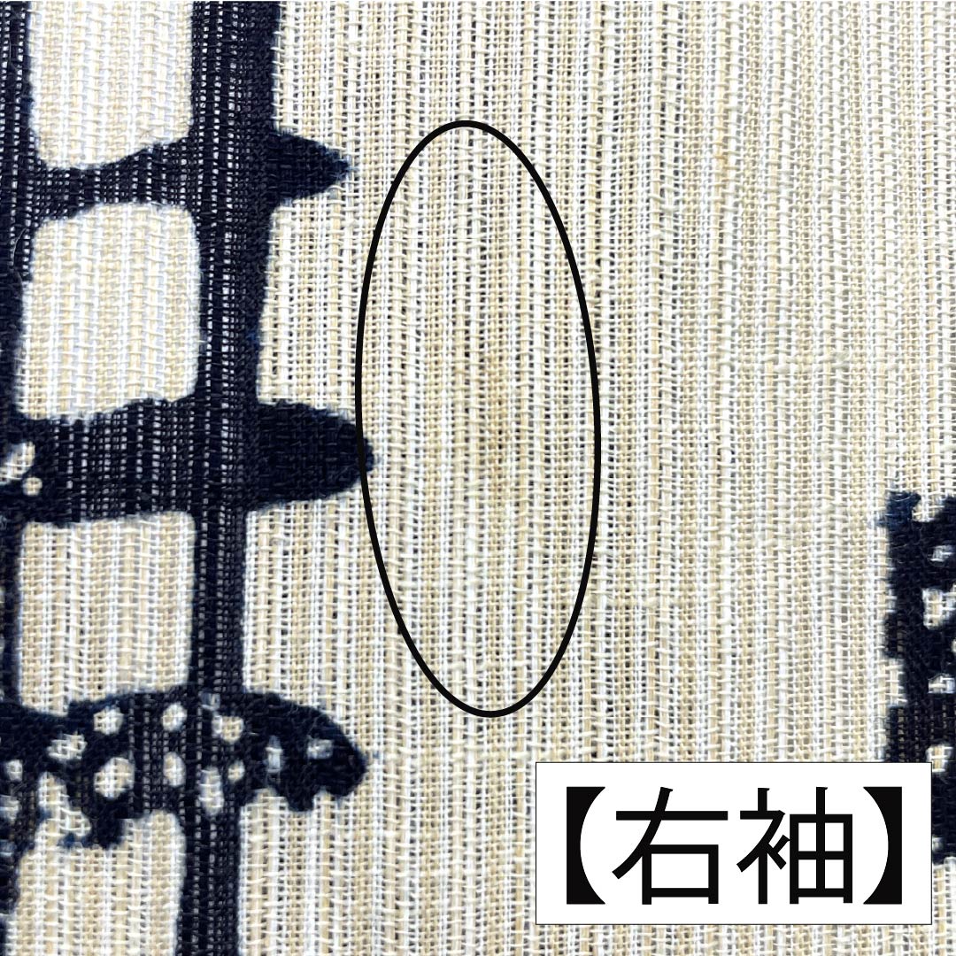 浴衣 綿麻 身丈154cm 裄丈71.5cm Aランク 単衣 ベージュ系 砥粉色（とのこいろ） 男物 幾何学模様 1118005423225