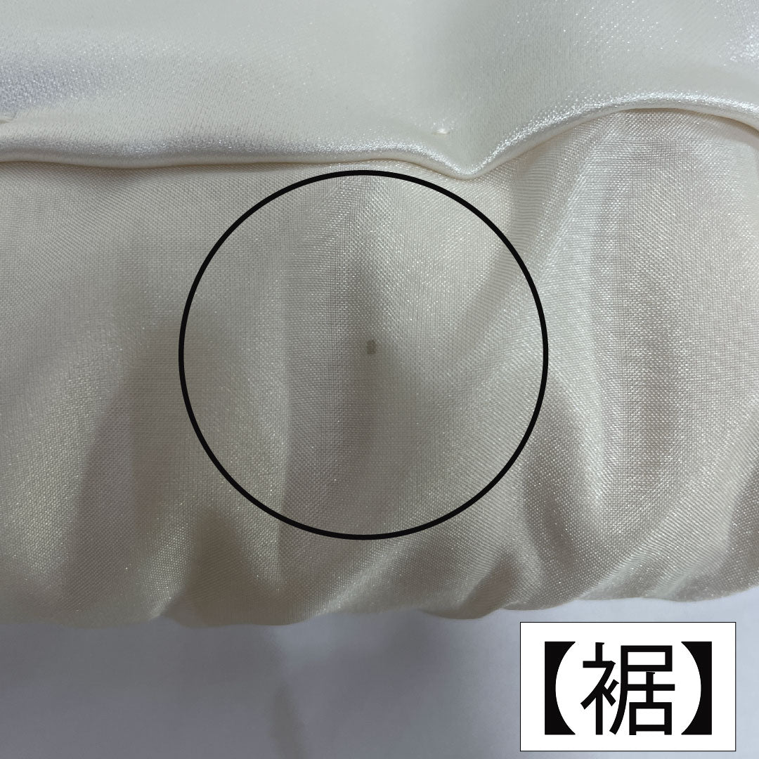 白無垢 正絹 Aランク 身丈180.5cm 裄丈64.5cm 唐織 鶴 草花模様 袷 白系 1110000983911