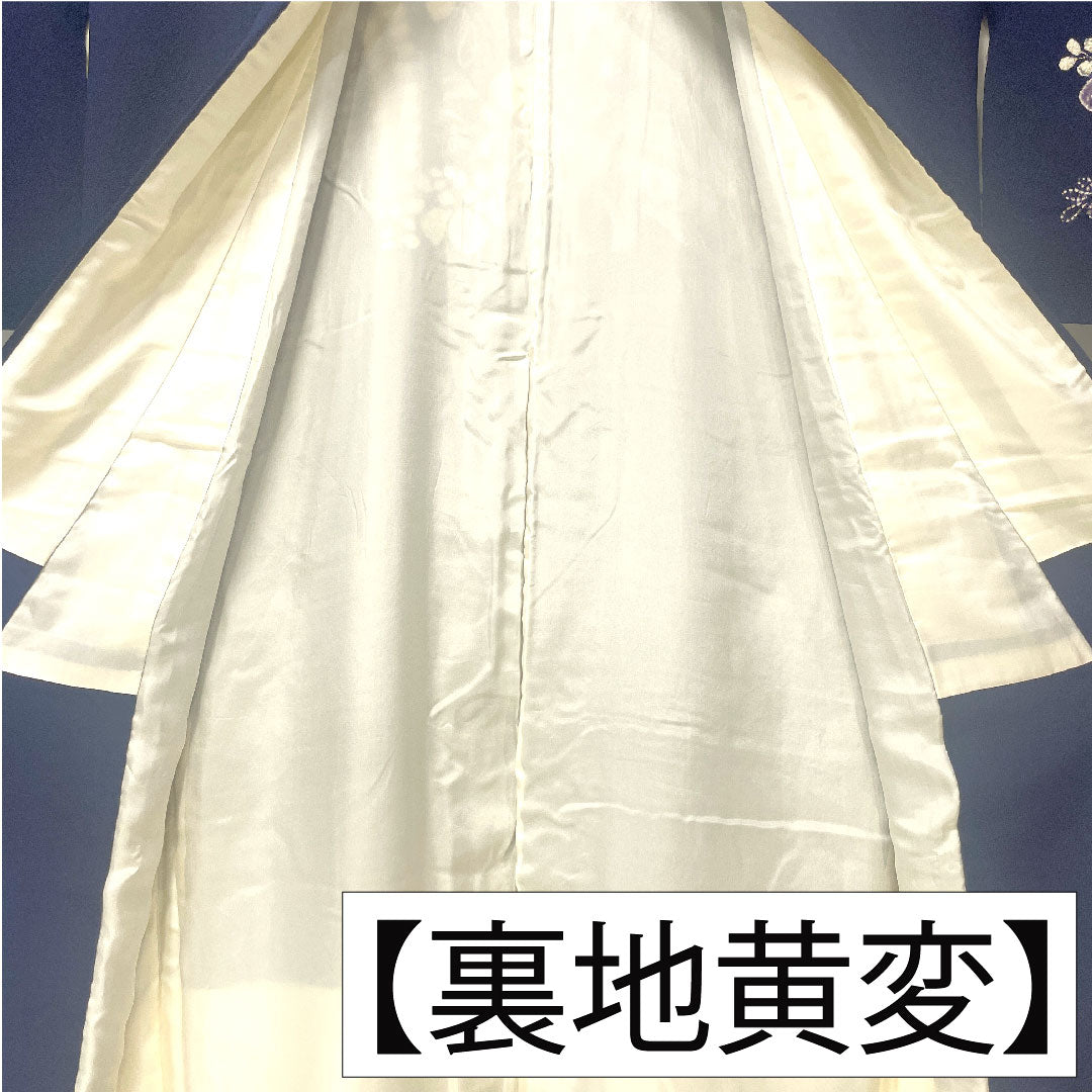 リサイクル着物】訪問着 正絹 袷 身丈158cm 裄丈67cm 青褐色（あおかち