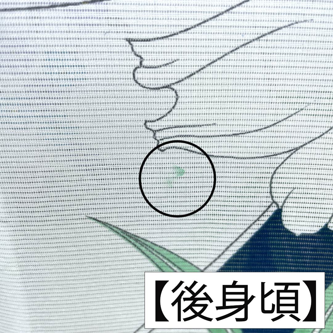 夏物 ポリエステル 小紋 Aランク 身丈151cm 裄丈64cm 青白磁色（せいはくじいろ） 洗える着物 草花模様 絽 水色系 1132006213224