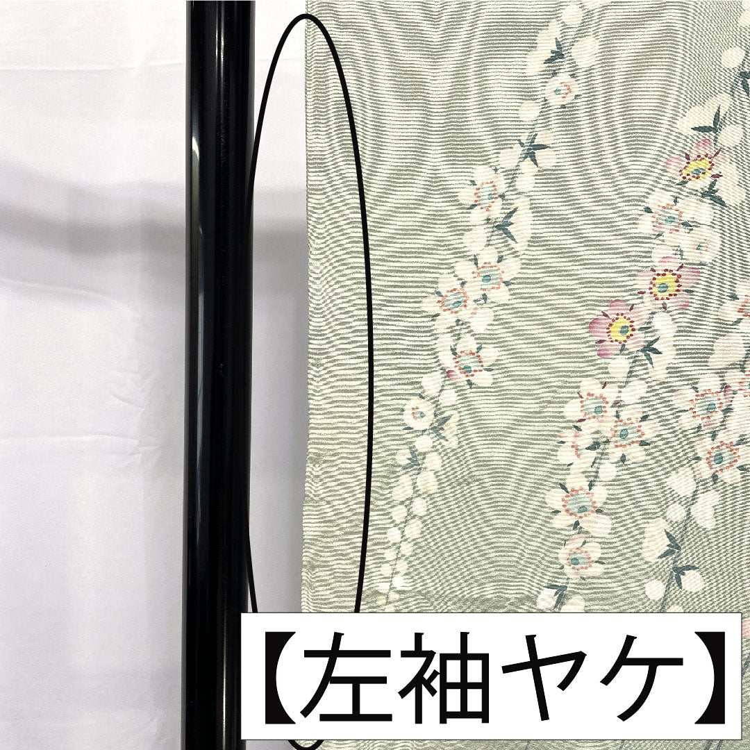 訪問着 正絹 袷 身丈165cm 裄丈63.5cm 白緑色（びゃくろくいろ） 加賀友禅 作家物 一つ紋 中陰五瓜 Aランク 緑系 1112005713519