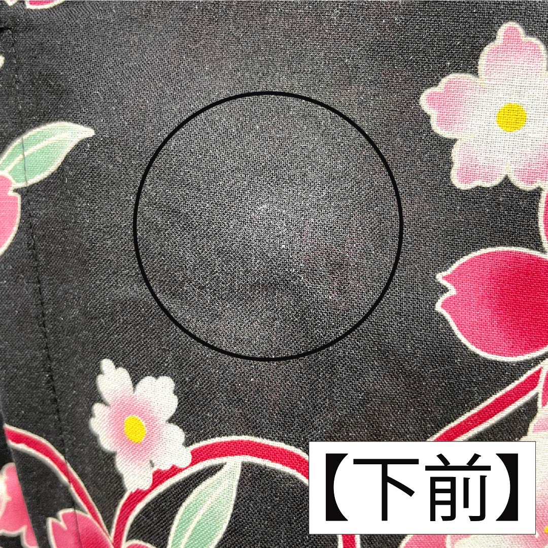 浴衣 木綿 身丈151cm 裄丈62cm Aランク 単衣 黒系 山茶花 1118005963210