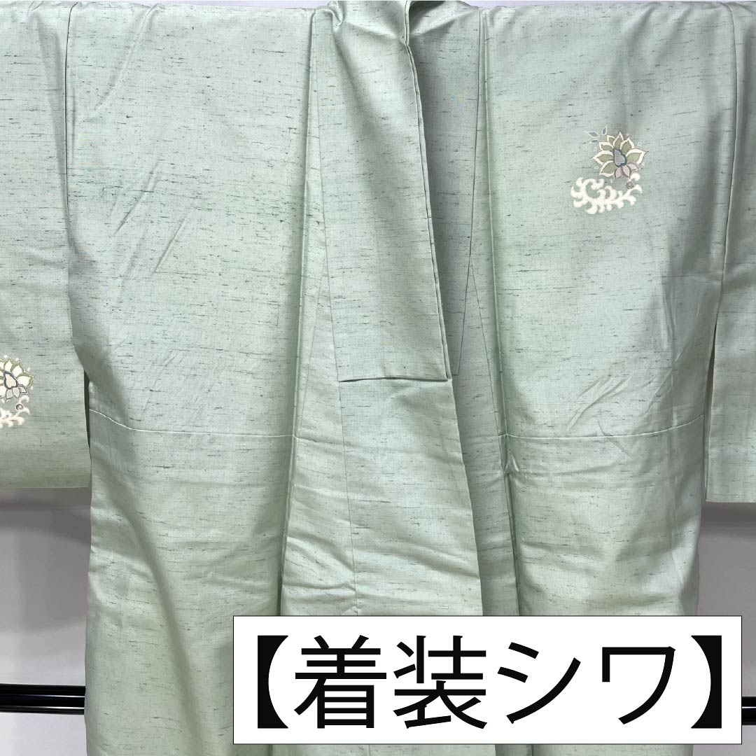 リサイクル着物】訪問着 正絹 Aランク 袷 身丈155cm 裄丈61cm 薄緑色