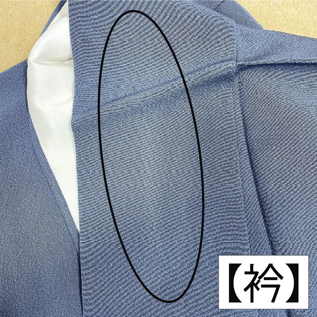 小紋 正絹 Aランク 身丈165cm 裄丈68cm 袷 裏色（うらいろ） 小花 ちりめん地 パールトーン加工 青系 1115007293517