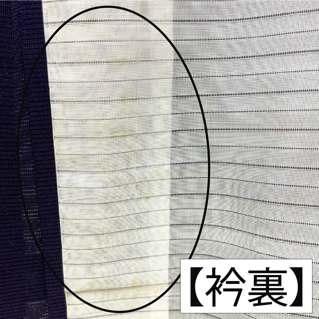 夏物 ポリエステル 色無地 Bランク 身丈152.5cm 裄丈62cm 褐色（かちいろ） 素無地 洗える着物 絽 紫系 1132005514220