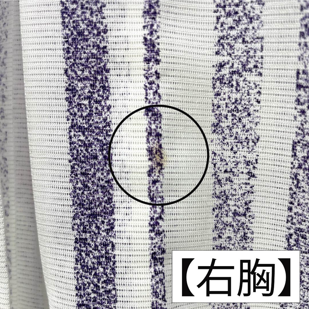 夏小紋 紗 夏用 小紋 ポリエステル 紫　麻の葉 新品 Lサイズ p-6 絽 夏着物 小紋 洗える着物 ポリエステル 濃紫 パープル 桜 芝草