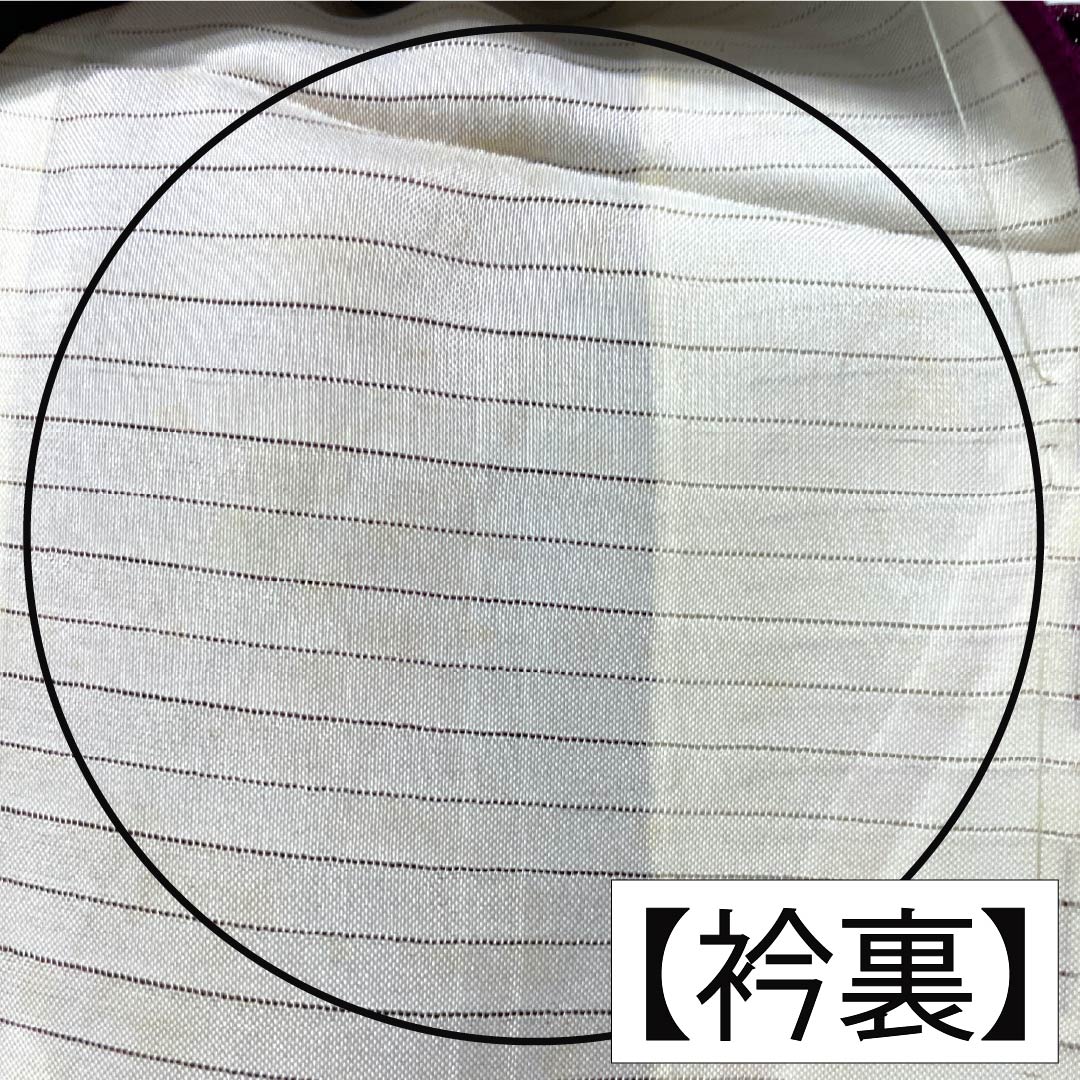 夏物 ポリエステル 小紋 Aランク 身丈162cm 裄丈63.5cm 壺菫色（つぼすみれいろ） ブロック柄 洗える着物 絽 紫系 1132003343420