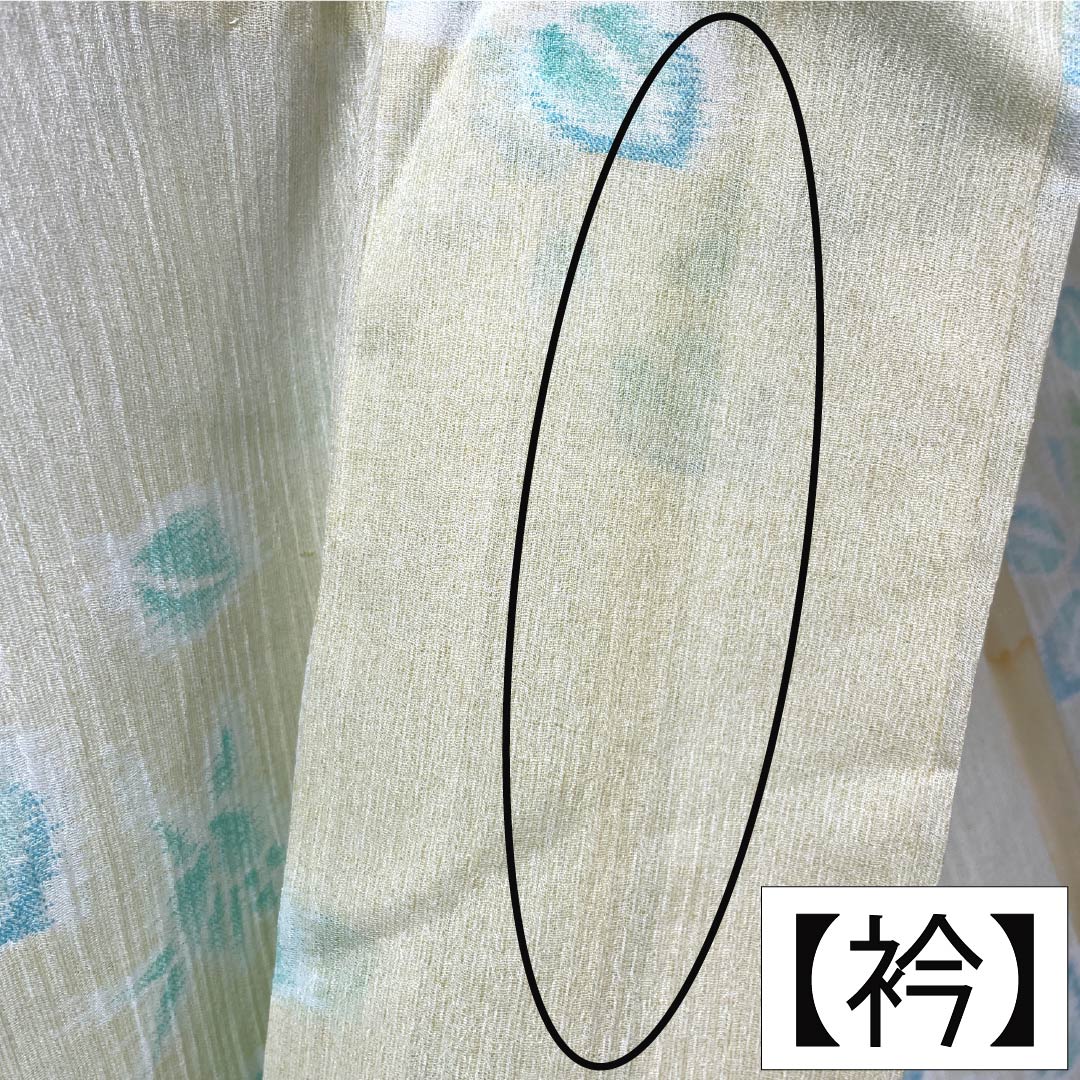 夏物 ポリエステル 紬 Aランク 身丈152.5cm 裄丈62cm 牙黄色（げおういろ） 薔薇 縮風 紗 黄系 1132006333223