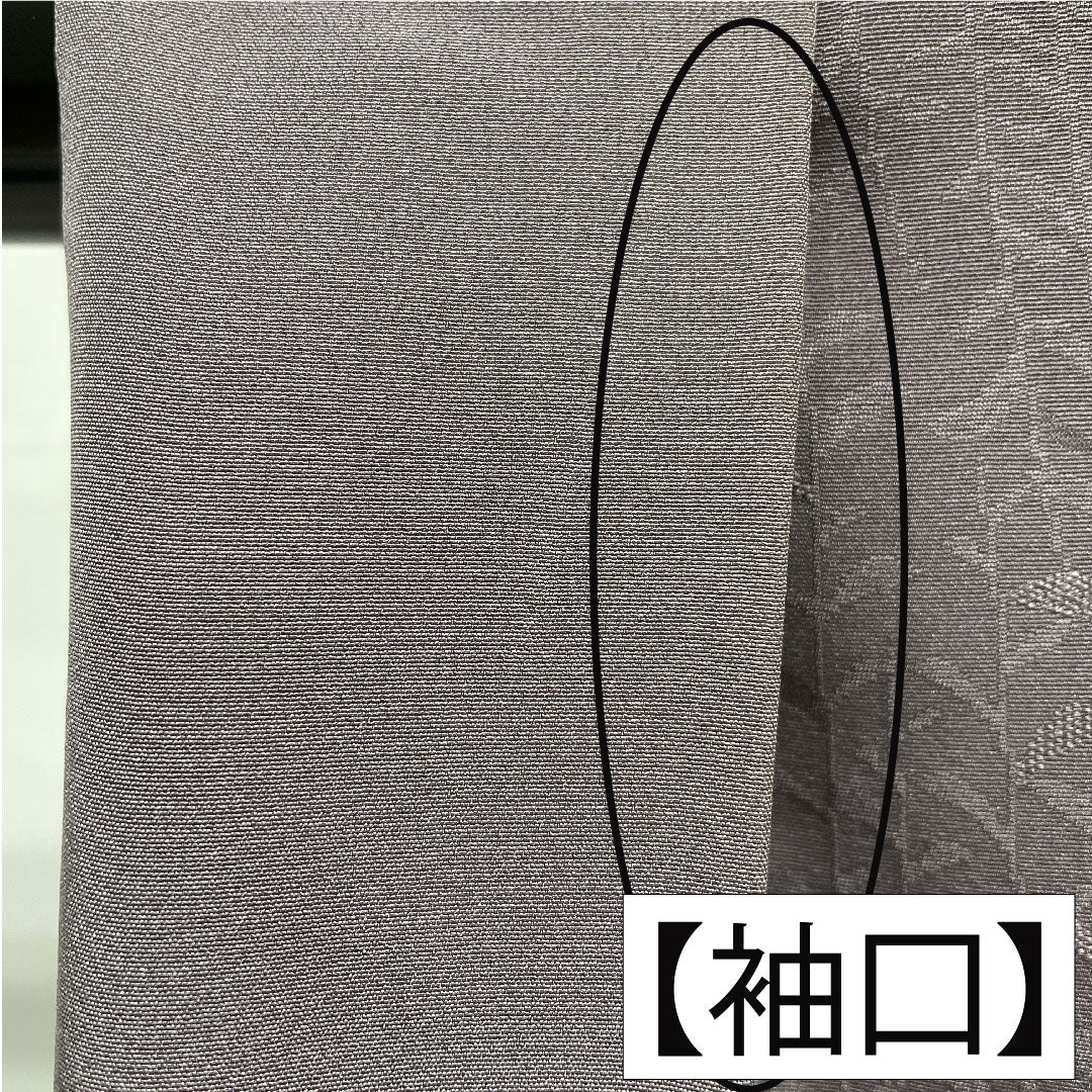 色無地 正絹 身丈155.5cm 裄丈63.5cm 鳩羽鼠色（はどばねずいろ） 一つ紋 違い鷹の羽 袷 Aランク 紫系 1114001753320