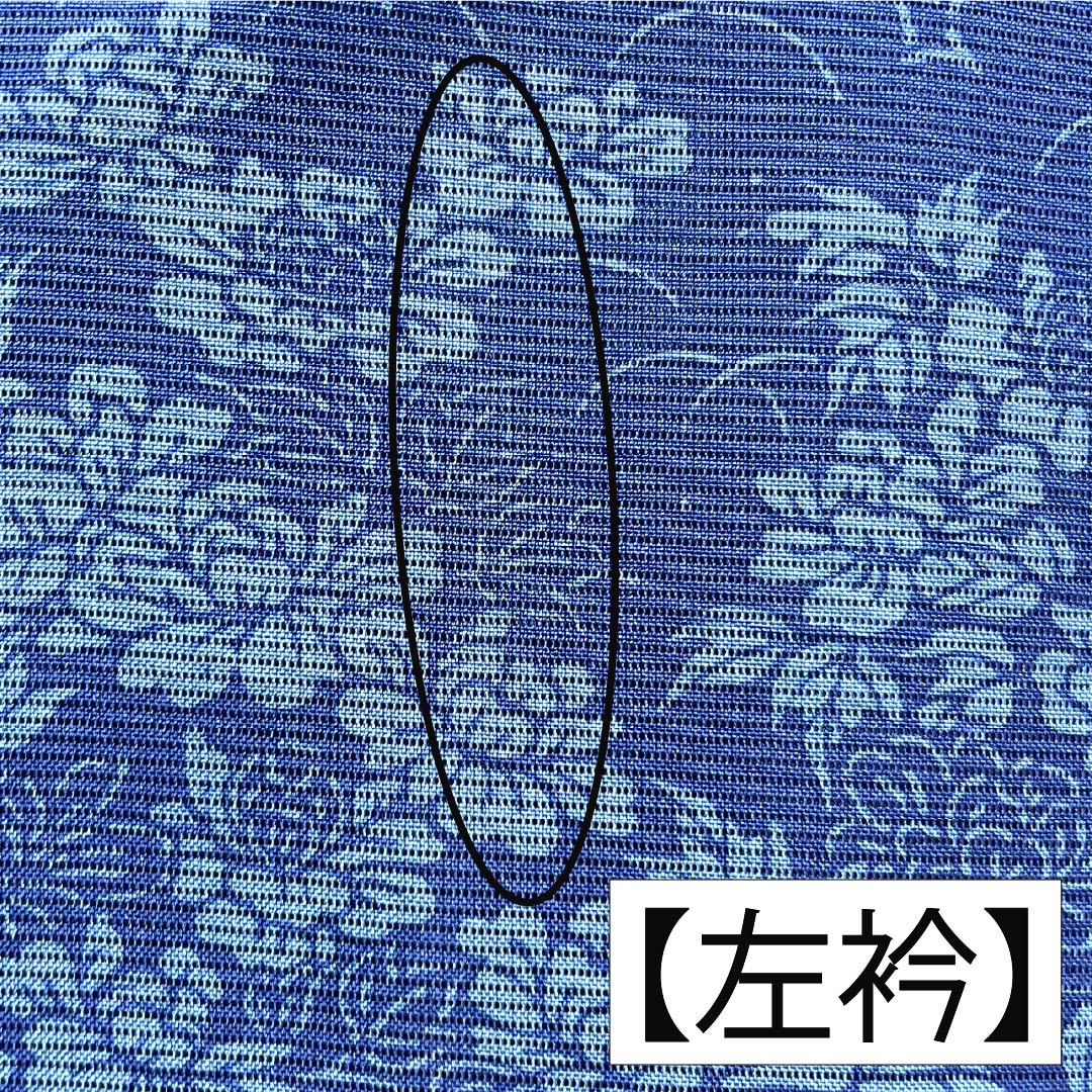 夏物 正絹 小紋 身丈157cm 裄丈65cm 紺桔梗色（こんききょういろ） 京紅型 草木染 五泉 絽 Aランク 紺系 1132002123318