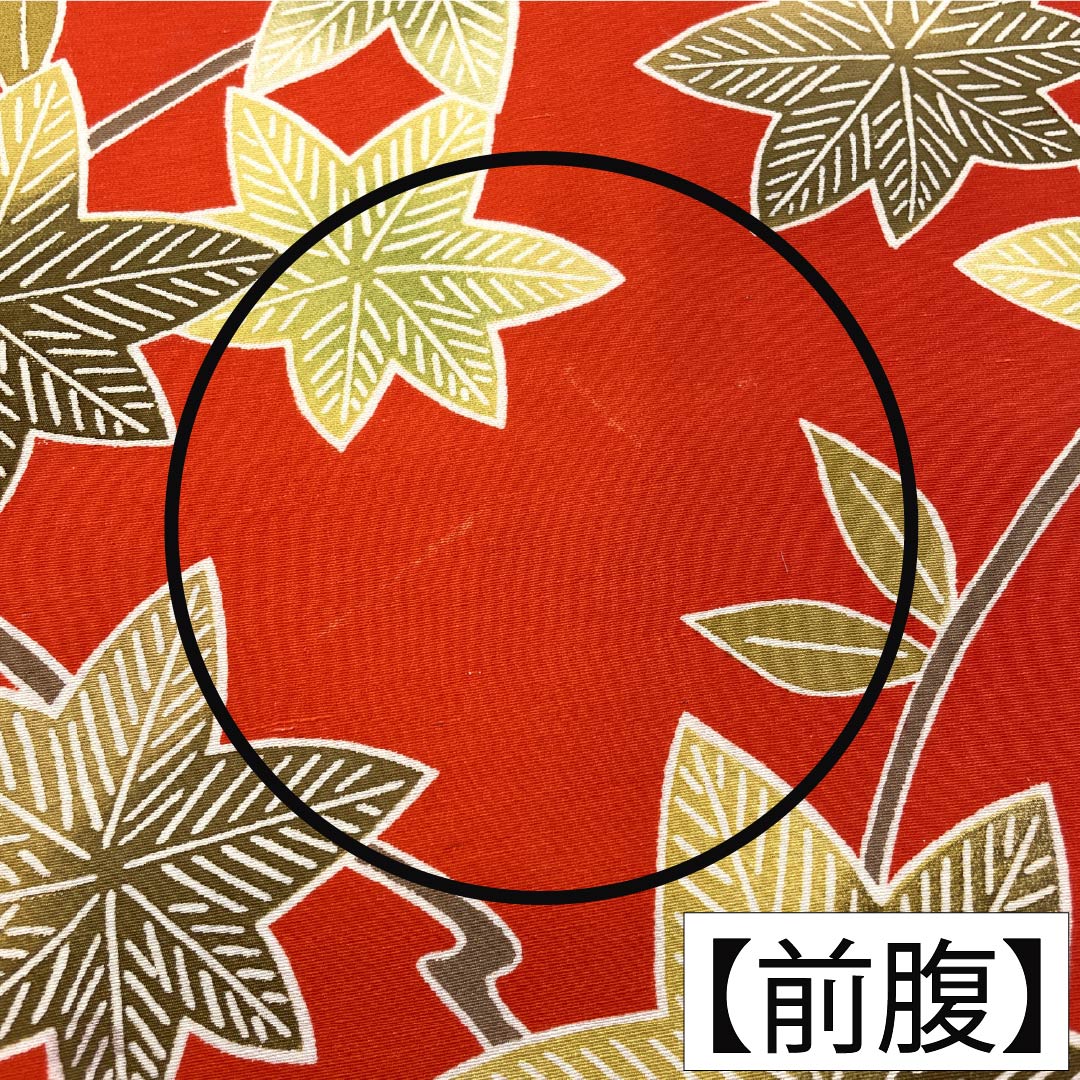 名古屋帯 正絹 Aランク 開き仕立て 京緋色（きょうひいろ） 染め帯 型染 枝葉 帯丈350cm 全通 カジュアル 赤系 1124012053312
