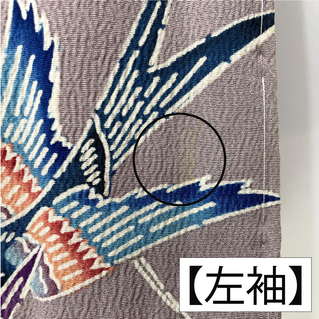 Homongi, pure silk, lined, length 164cm, sleeve length 63cm, grape color (shrimp color), Kyoto Bingata, floral pattern, A rank, purple, 1112005263420