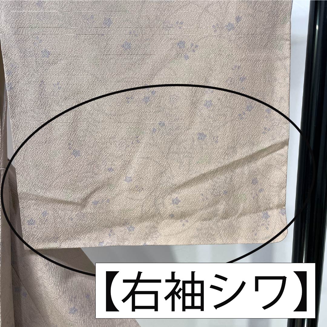 小紋 正絹 Sランク 身丈164cm 裄丈63cm 袷 惚色（ぼけいろ） 草花模様 しつけ糸付き   ベージュ系 1115007362425