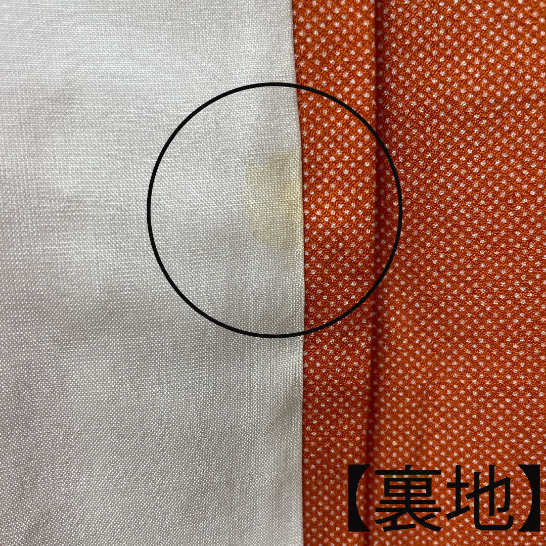 小紋 正絹 身丈160cm 裄丈63.5cm 単衣  鉛丹色 江戸小紋 行儀  Aランク 橙系 1115003663426