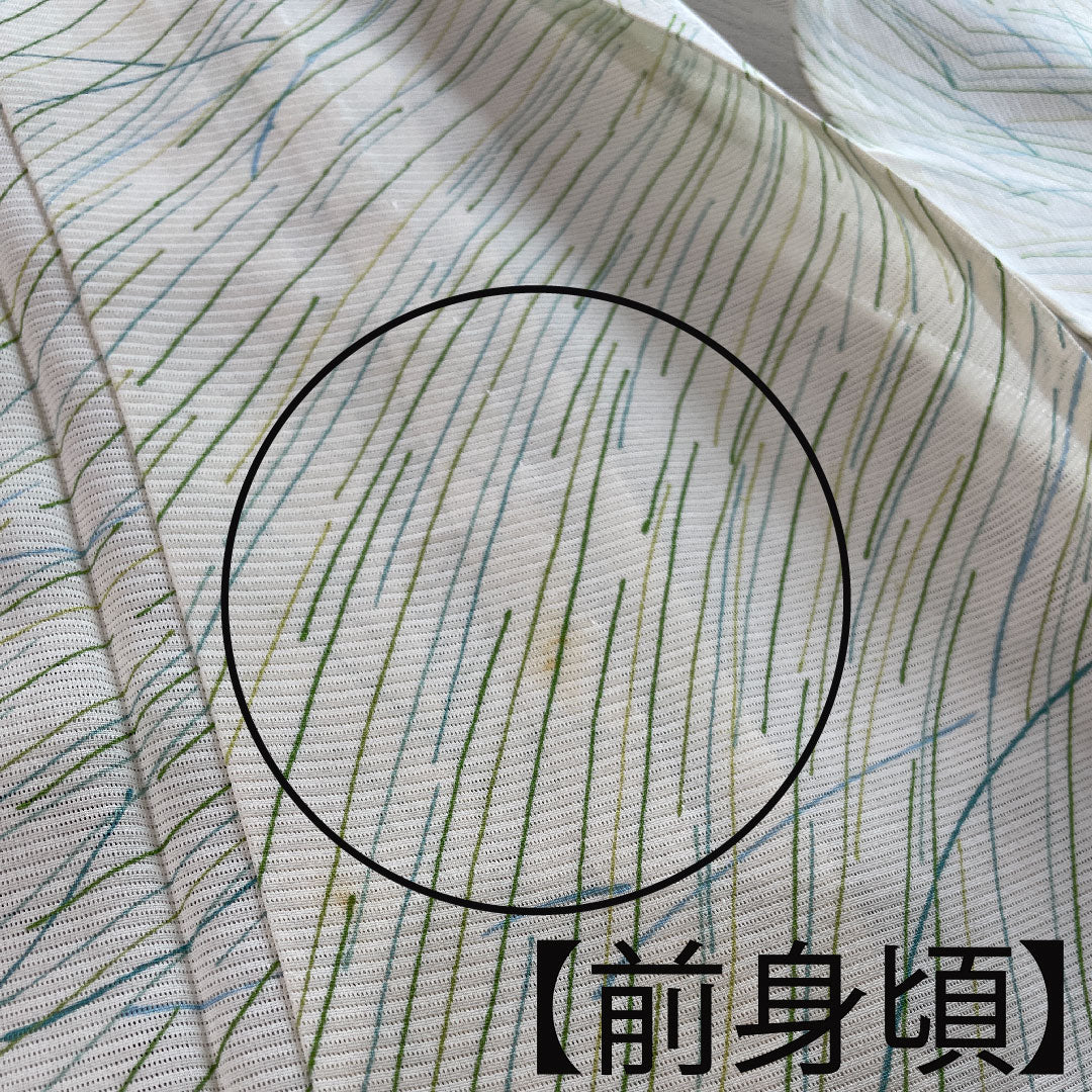 夏物 正絹 小紋 身丈158.5cm 裄丈62.5cm 乳白色（にゅうはくしょく） 抽象模様   絽 Aランク クリーム系 1132000753315