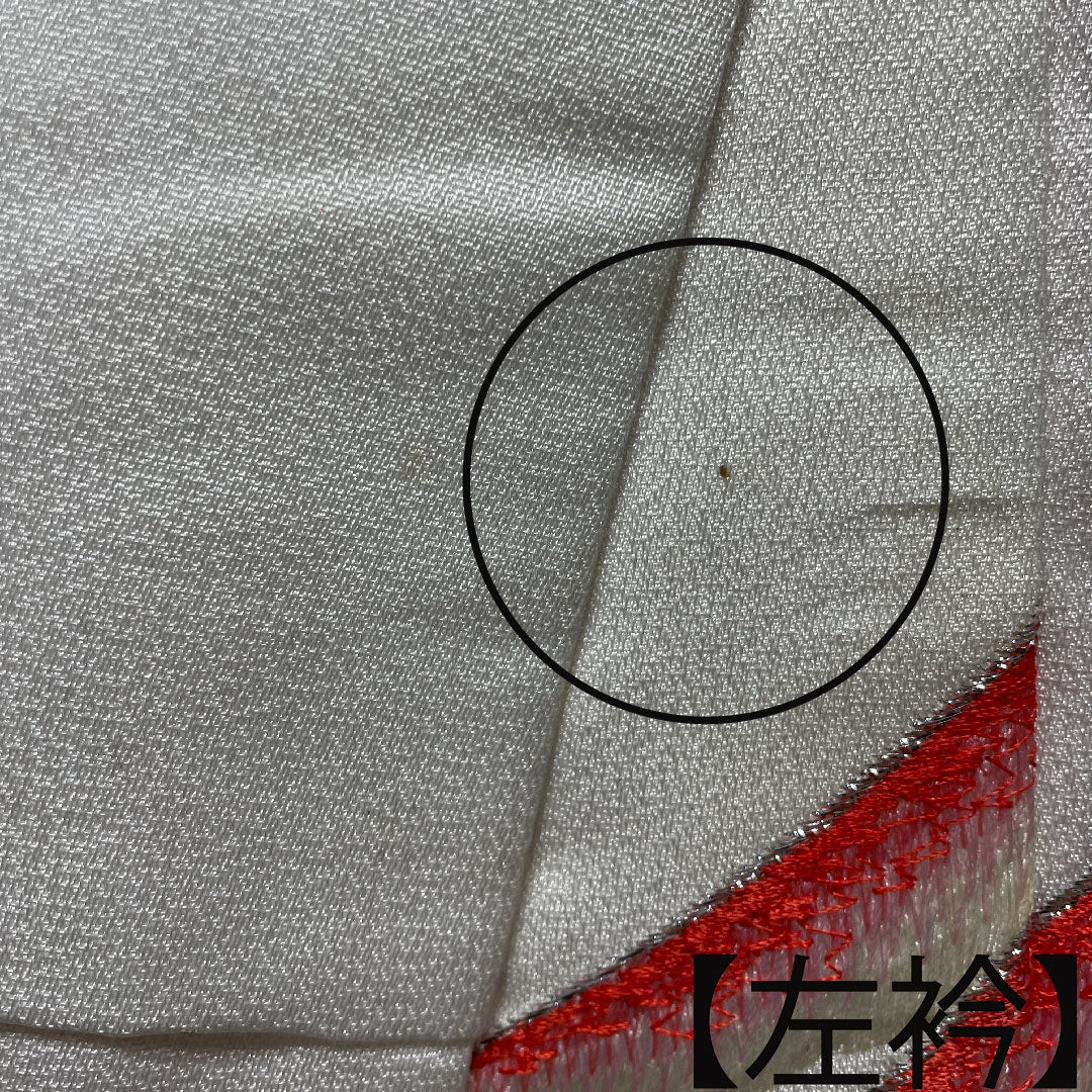 色打掛 正絹 身丈191cm 裄丈65cm  唐織 金彩加工 鶴 Bランク 袷 白系 1110000664911