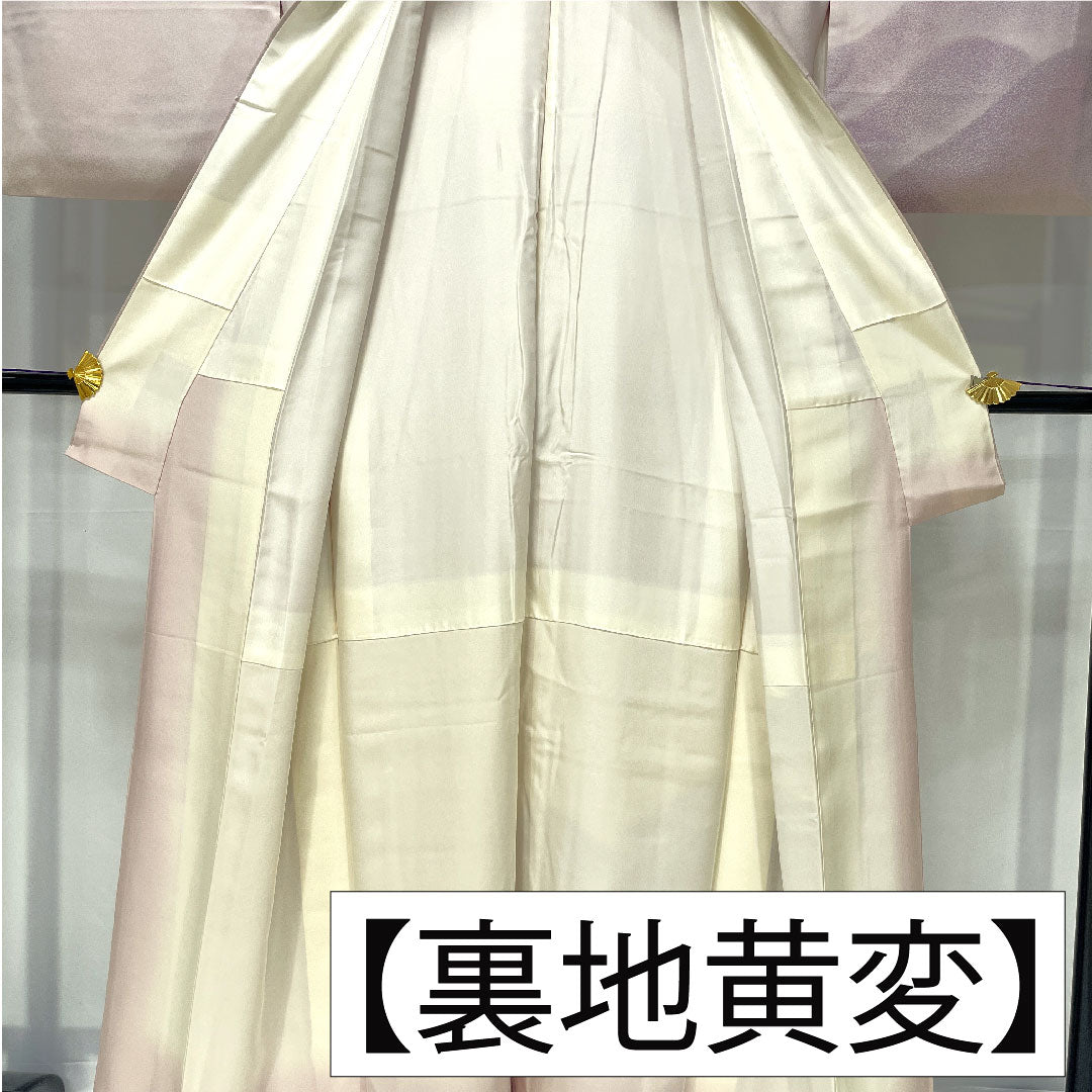 訪問着 正絹 袷 身丈157cm 裄丈63cm 桜色（さくらいろ） 京友禅 鶴 Aランク 紫系 1112005523320