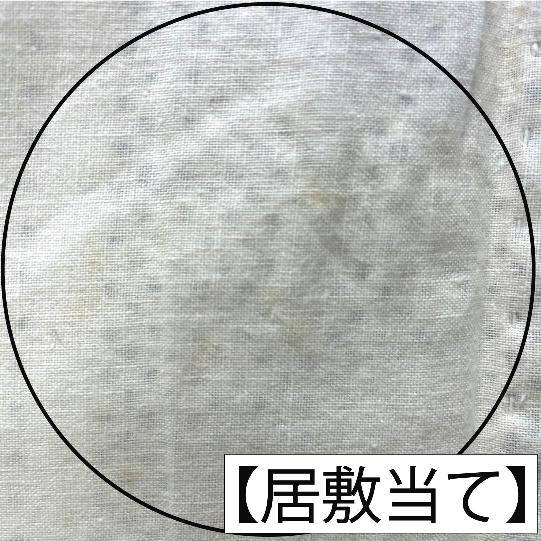 夏物 ポリエステル 紬 Bランク 身丈159.5cm 裄丈64cm 鳥の子色（とりのこいろ） 洗える着物 抽象模様 居敷当て付き 紗 クリーム系 1132007054315
