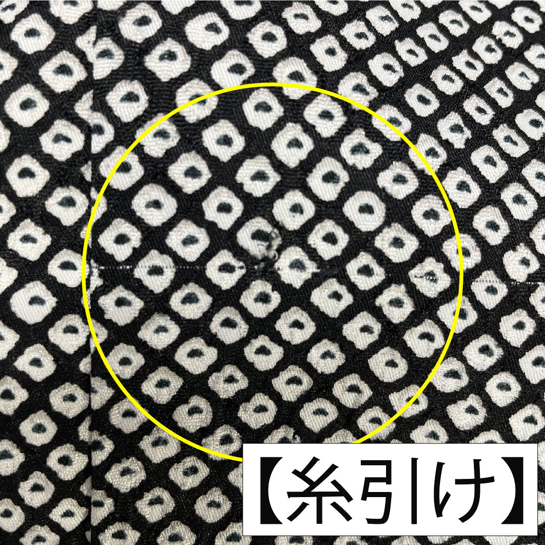 小紋 ポリエステル 身丈161.5cm 裄丈63.5cm 袷 洗える着物 染め疋田 Aランク 黒系 1115004583410