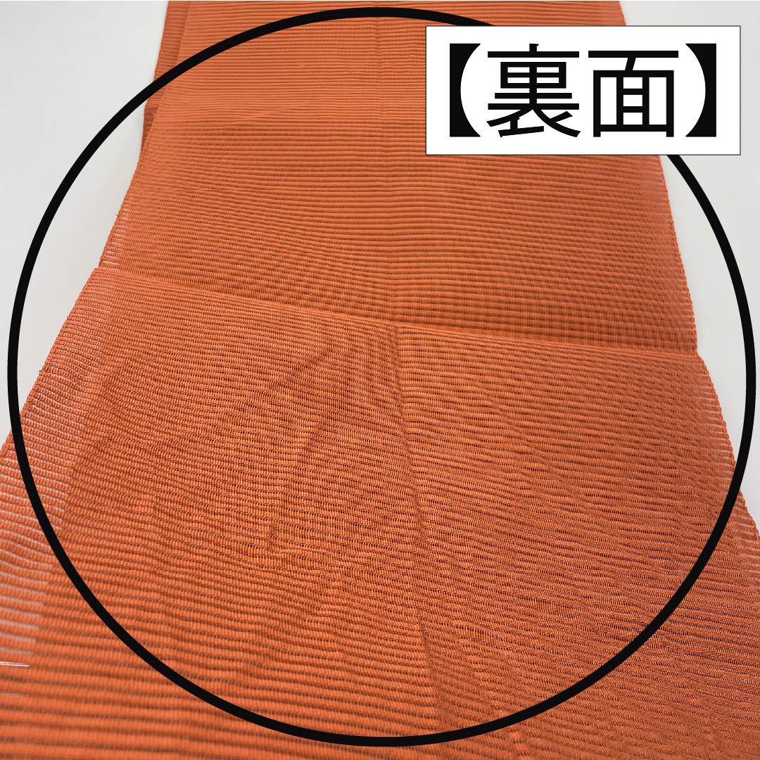 名古屋帯 正絹 珊瑚色（さんごいろ） 夏帯 扇面 丸に花 帯丈359cm Sランク ポイント柄 セミフォーマル 橙系 1124008602326 松葉仕立て