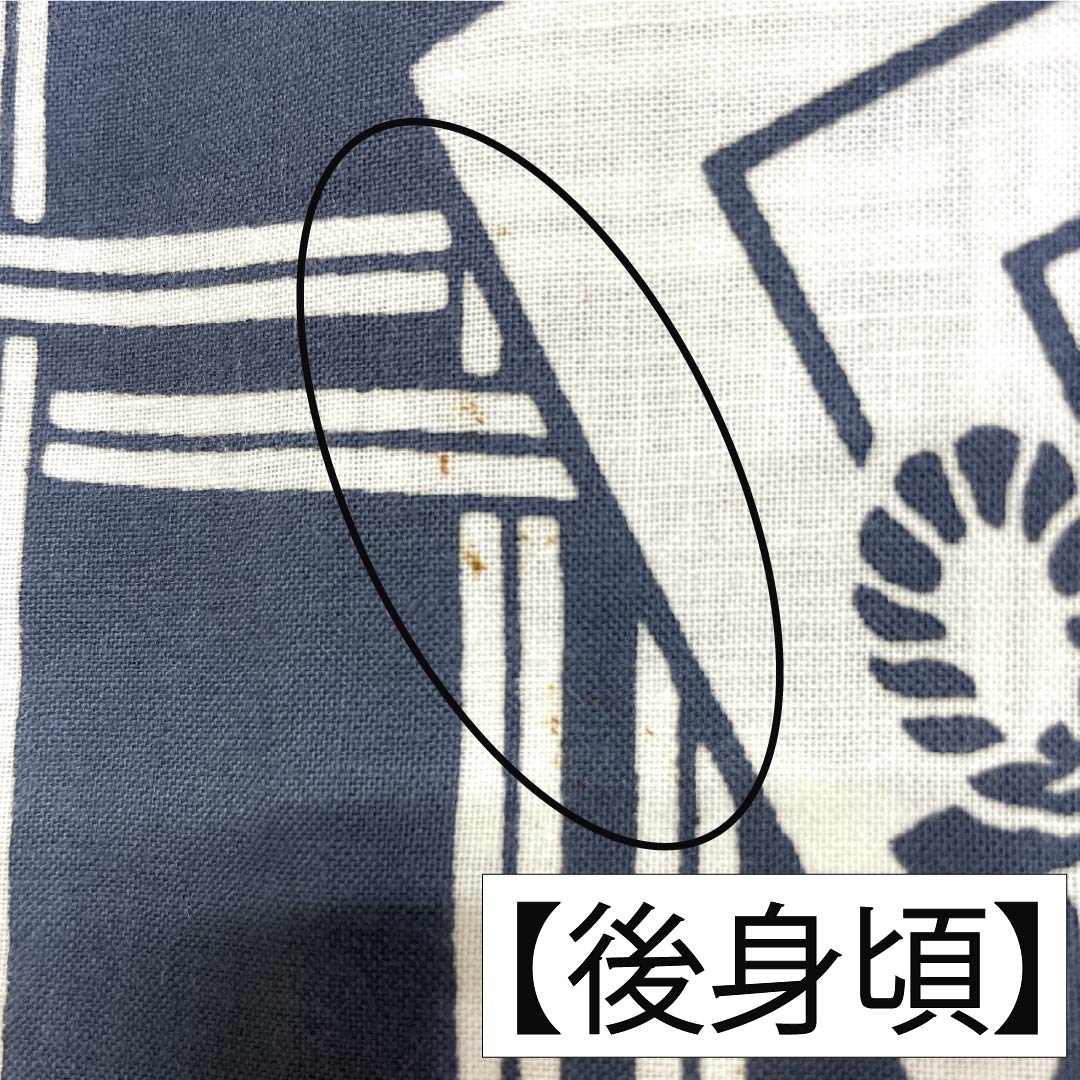 メンズ浴衣 木綿 Aランク 身丈145.5cm 裄丈71cm 錫紵色（しゃくじょいろ） 格子 三枡文 隈取 単衣 紺系 1138000813418