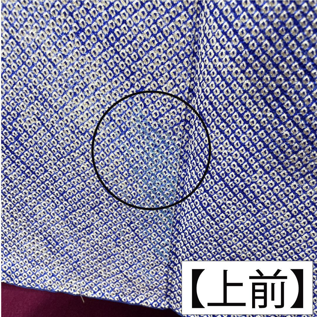 訪問着 正絹 袷 身丈159.5cm 裄丈64cm 藍白色（あいじろいろ） 総絞り 重ね衿付き Bランク 水色系 1112004824324