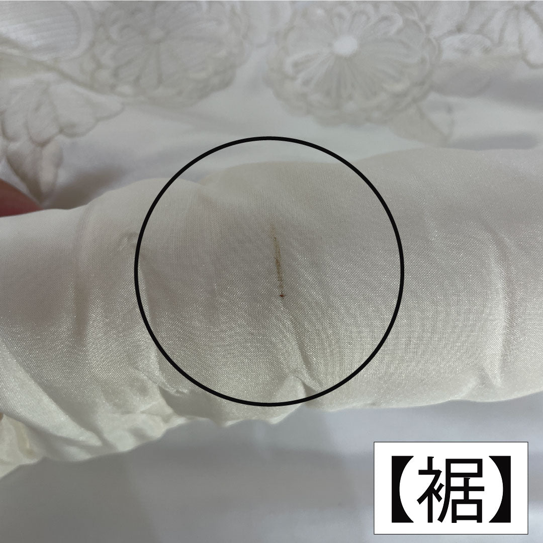 白無垢 正絹 Aランク 身丈180.5cm 裄丈64.5cm 唐織 鶴 草花模様 袷 白系 1110000983911