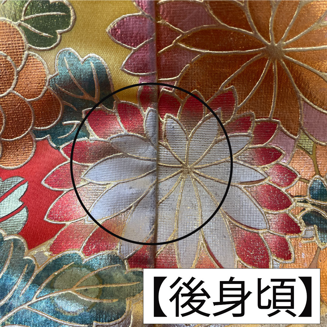 色打掛 正絹 Aランク 身丈185cm 裄丈66.5cm 金彩加工 松竹梅 菊 袷 赤系 1110000933912