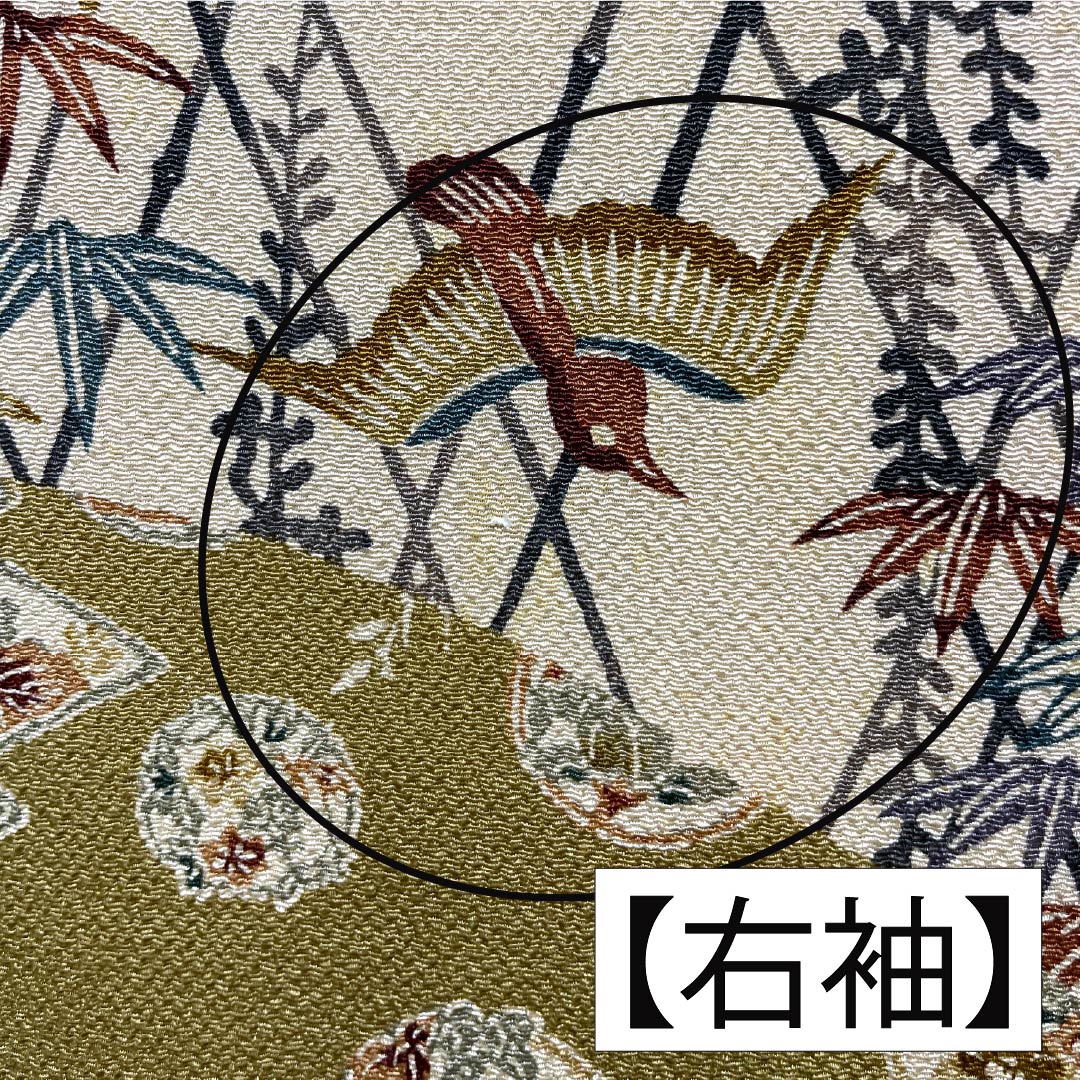 訪問着 正絹 Aランク 袷 身丈164cm 裄丈68cm 胡桃色（くるみいろ） 京紅型 吉祥文様 割付文様 古典柄 しつけ糸付き ベージュ系 1112006713425