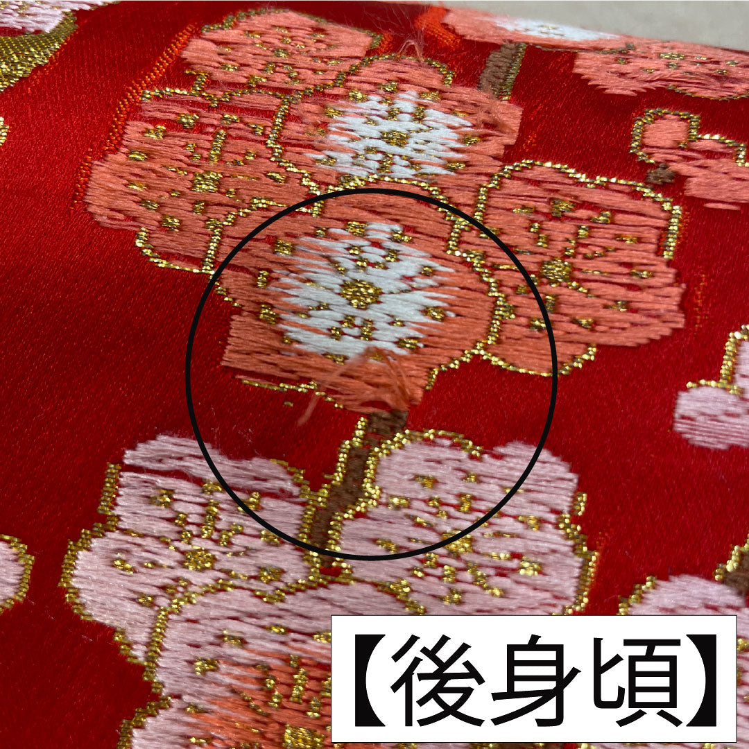 色打掛 正絹 Sランク 身丈186cm 裄丈64.5cm 唐織 鶴 松 梅 流水 袷 赤系 1110000962912