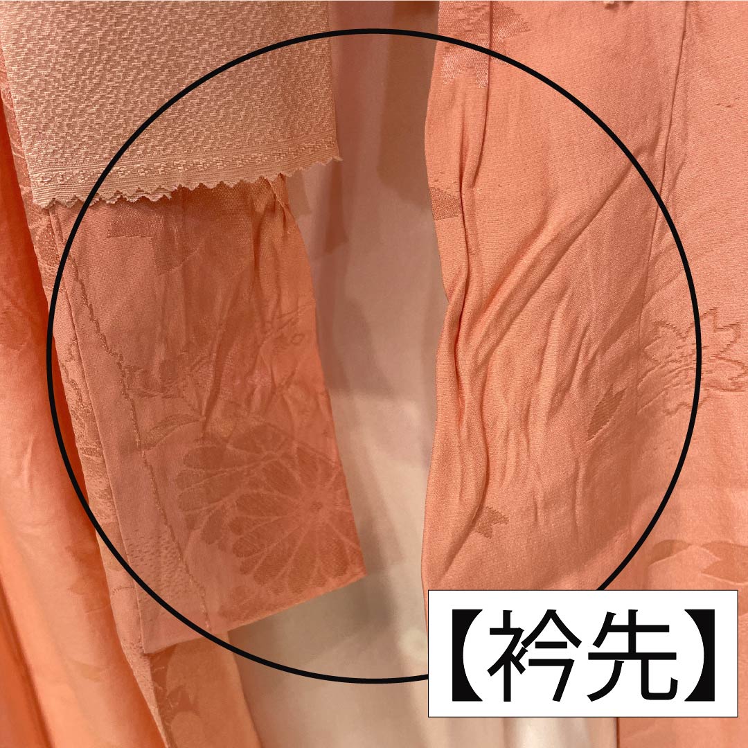 長襦袢 正絹 Sランク 身丈137cm 裄丈66cm 単衣 珊瑚色（さんごいろ） 吉祥文様 部分絞り 刺繍衿付き ピンク系 1129000822513