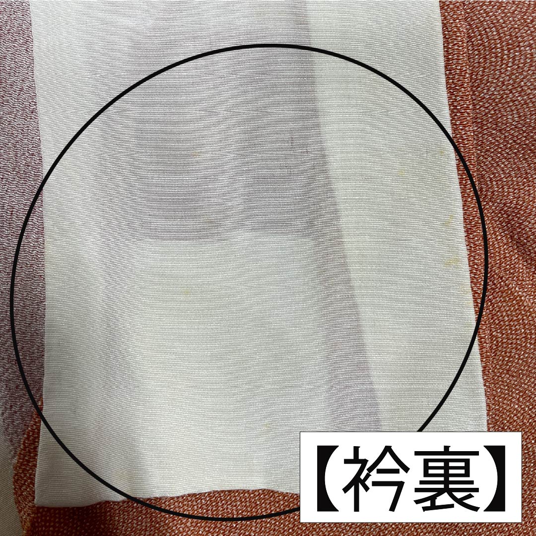 小紋 正絹 Aランク 身丈157.5cm 裄丈63cm 単衣 緋褪色（ひさめいろ） 江戸小紋 鮫柄 五三桐 縫い紋 橙系 1115007223326