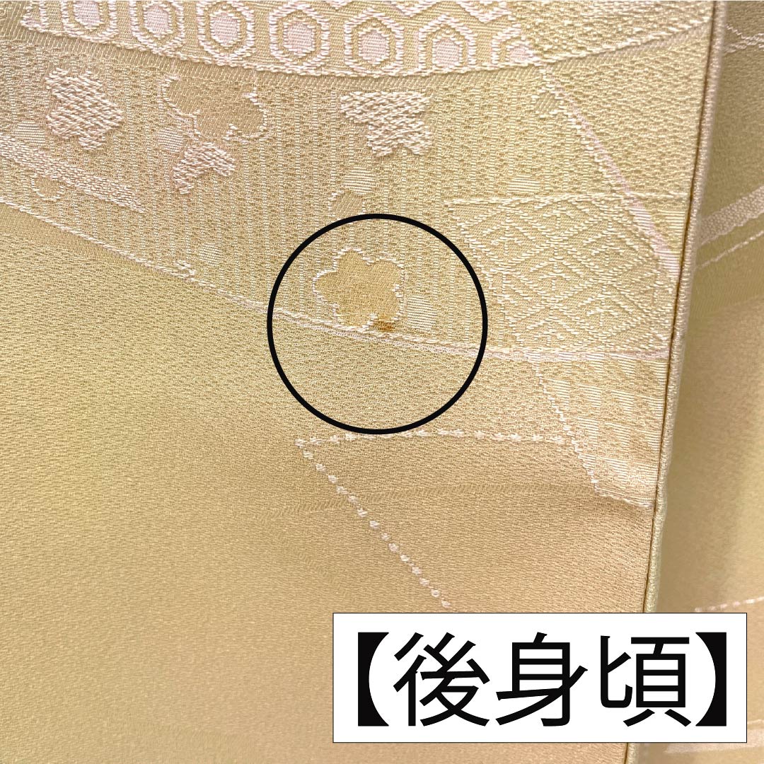 色無地 正絹 Aランク 身丈160cm 裄丈64.5cm 薄柑子色（うすこうじいろ） 密陀僧色（みつだそういろ） ぼかし染め 扇面 袷 橙系 1114002663426