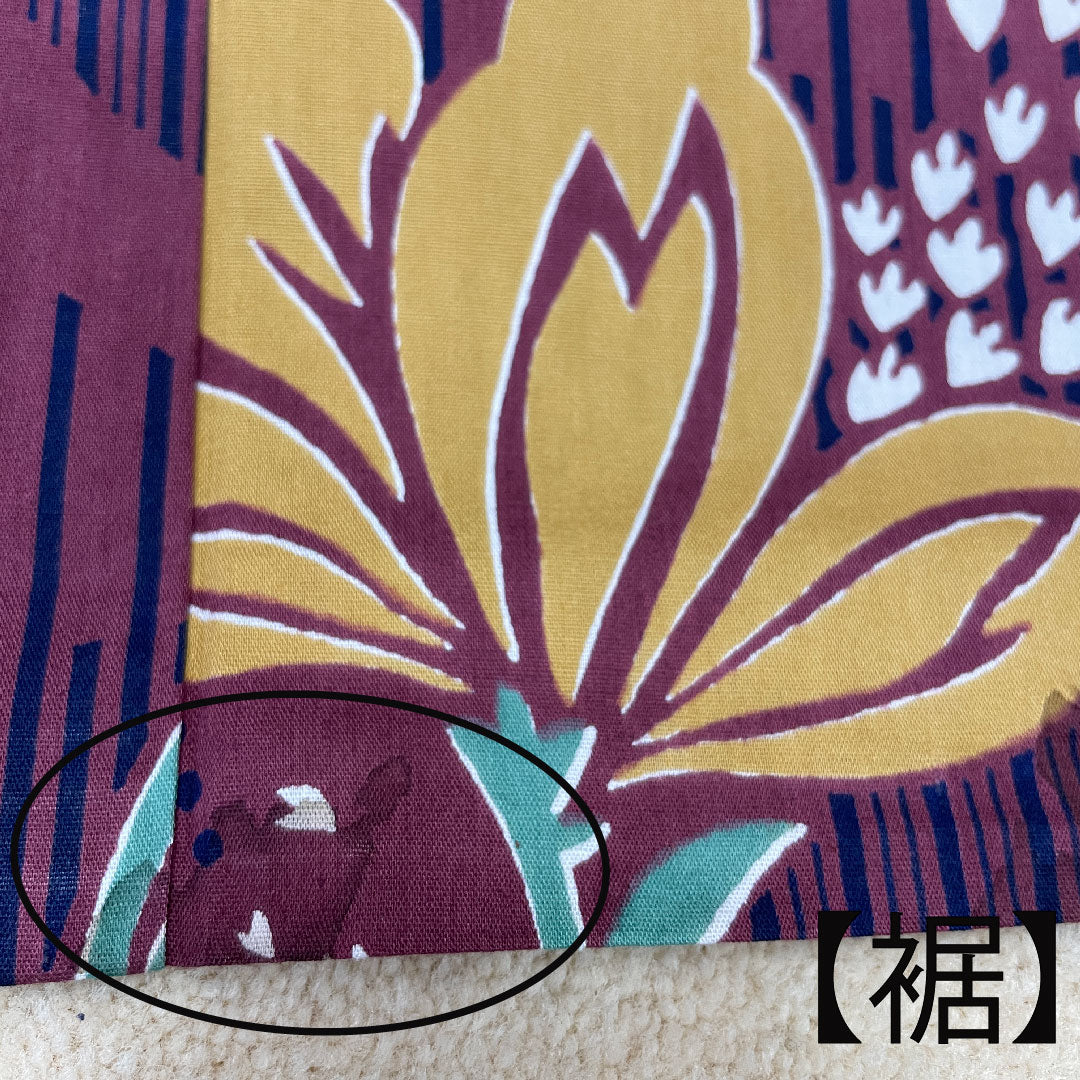 浴衣 木綿 身丈163cm 裄丈66cm Bランク 単衣 赤系 葡萄酒色（ぶどうしゅいろ） 抽象花 1118004774412