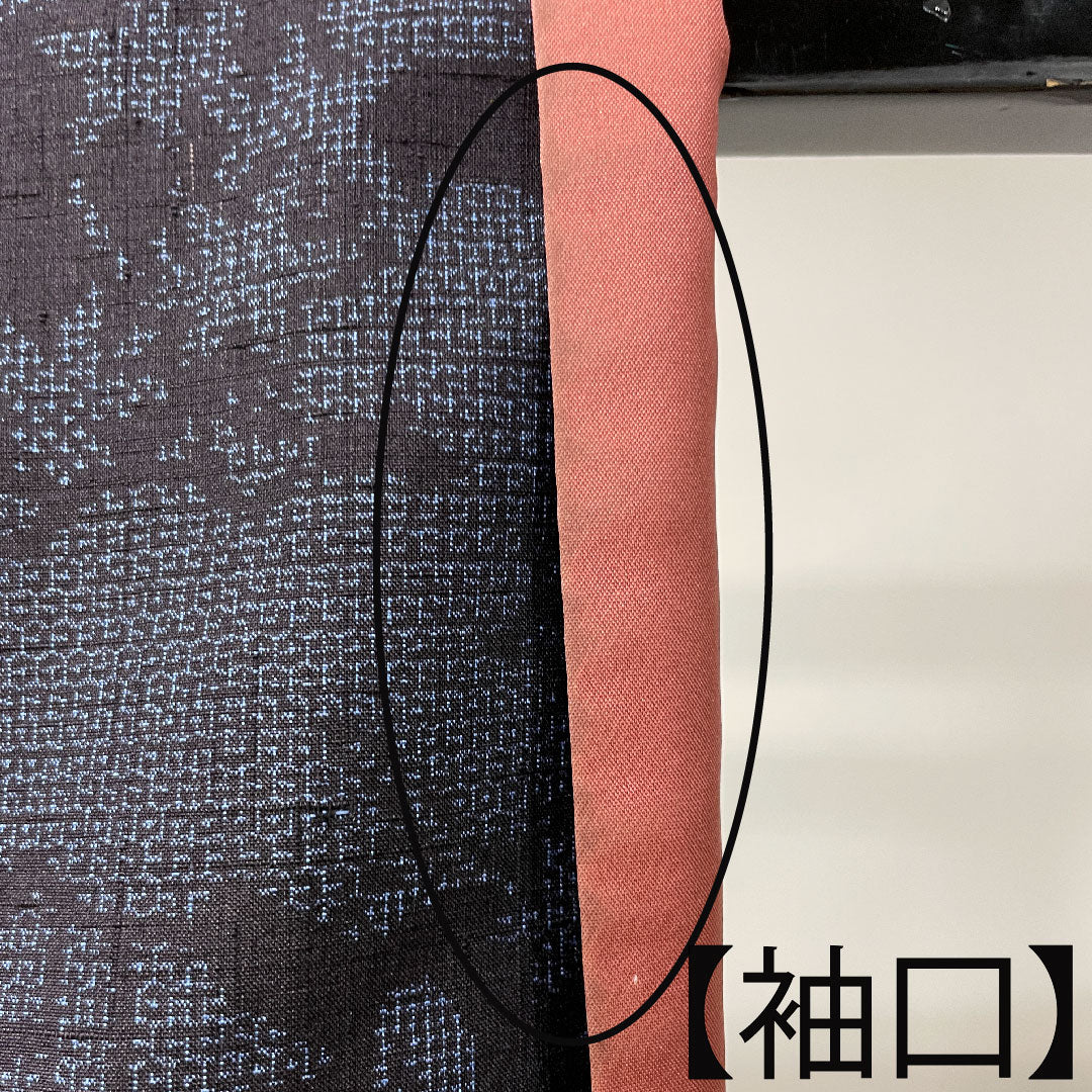 結城紬 身丈164.5cm 裄丈64.5cm 重要無形文化財 本場結城 100亀甲 正絹 Aランク 袷 紺系 1116002853418