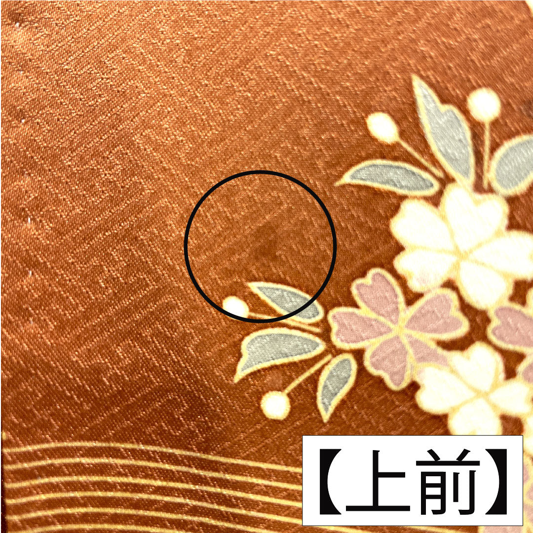 色留袖 正絹 身丈157cm 裄丈63cm 袷 珊瑚色（さんごいろ） 京友禅 桜 松竹梅 一つ紋 星梅鉢 重ね衿付き Aランク 橙系 1111001513326