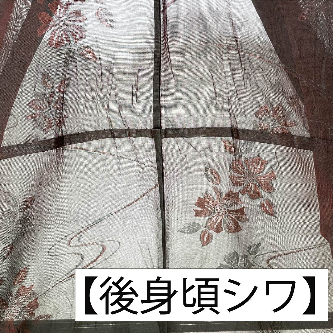 リサイクル着物】夏物 正絹 お召 Sランク 身丈159.5cm 裄丈64cm 臙脂