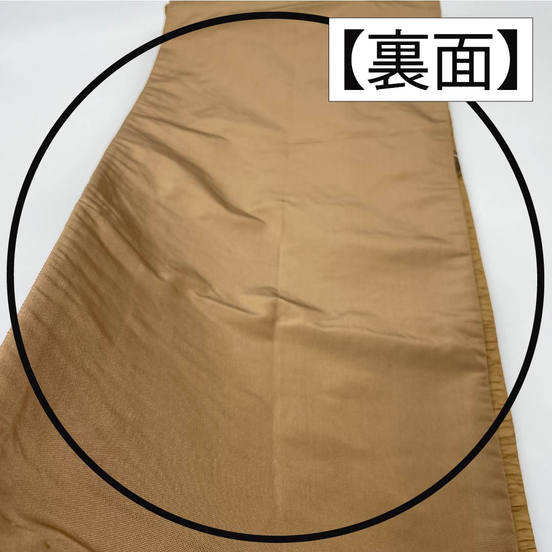 (Kyoto Fukuro Obi) Nagoya Obi, Polyester, Grade A, Light Brown, Puffed Weave, Diamond Pattern, Abstract Pattern, Length 384cm, Pointed Pattern, Casual, Brown, 1124010683414, Open-leg Style