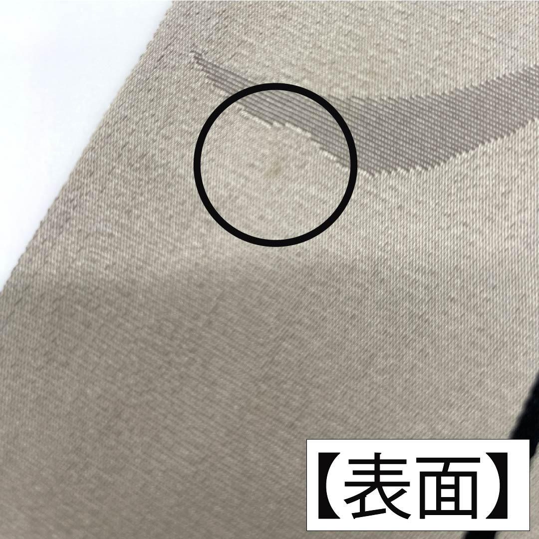 半幅帯 ポリエステル Bランク 絹鼠色（きぬねずいろ） 縞 カサブランカ 花 広幅 帯丈358cm グレー系 1125003294322