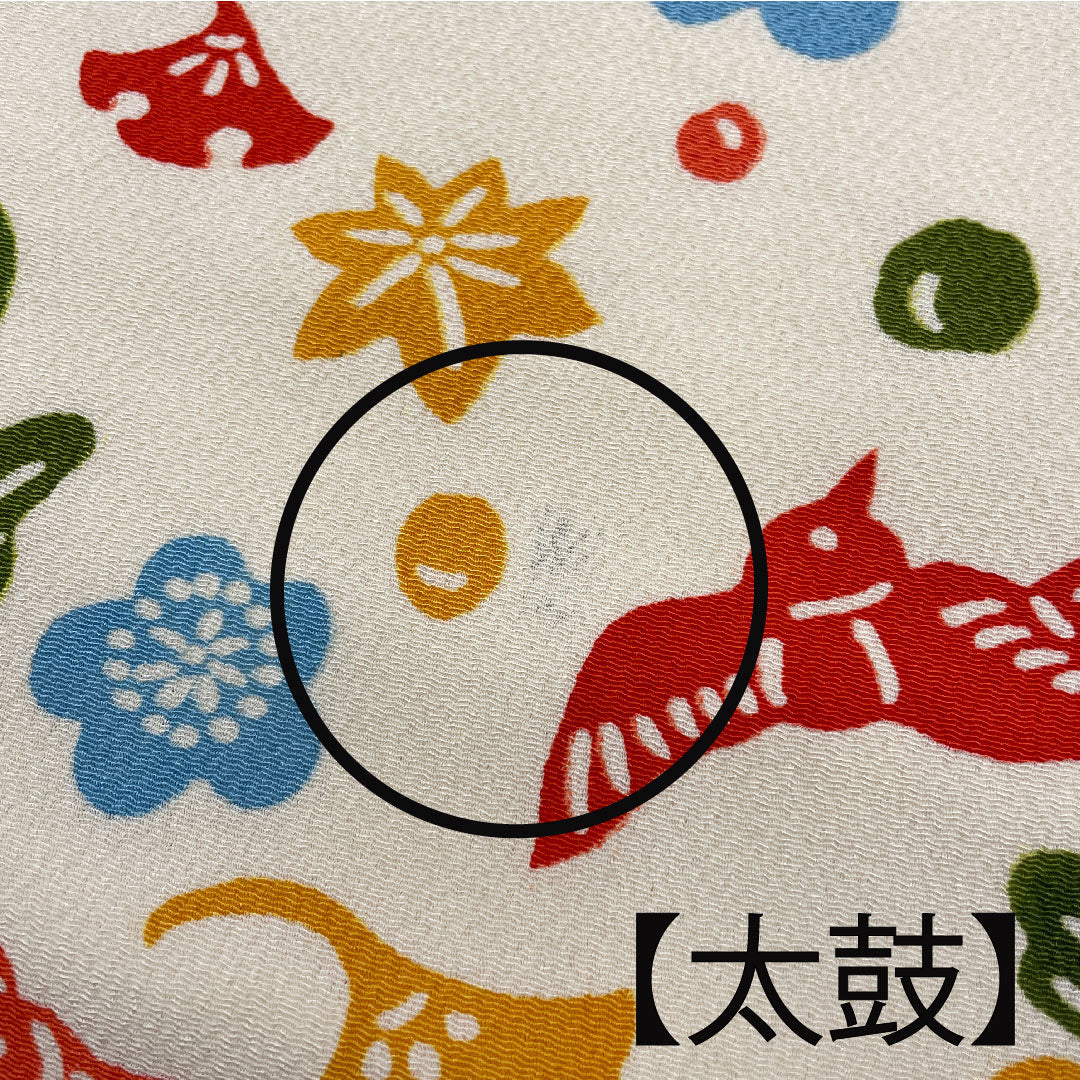 名古屋帯 型染 染め帯 花鳥模様 帯丈378cm 正絹 Aランク 全通 カジュアル クリーム系 1124002033315