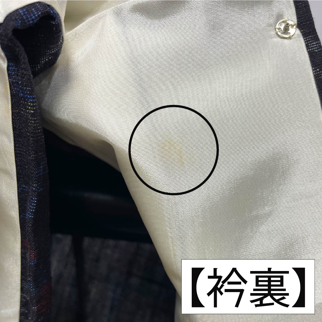 紬 正絹 Sランク 身丈157cm 裄丈66cm 相済茶色（あいすみちゃいろ） 抽象模様 単衣 紺系 1116004152318