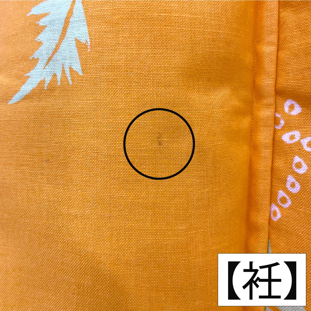 Cotton Yukata, Length 162.5cm, Sleeve Length 65cm, S Rank, Single Layer, Orange with Cherry Design, 1118005952426