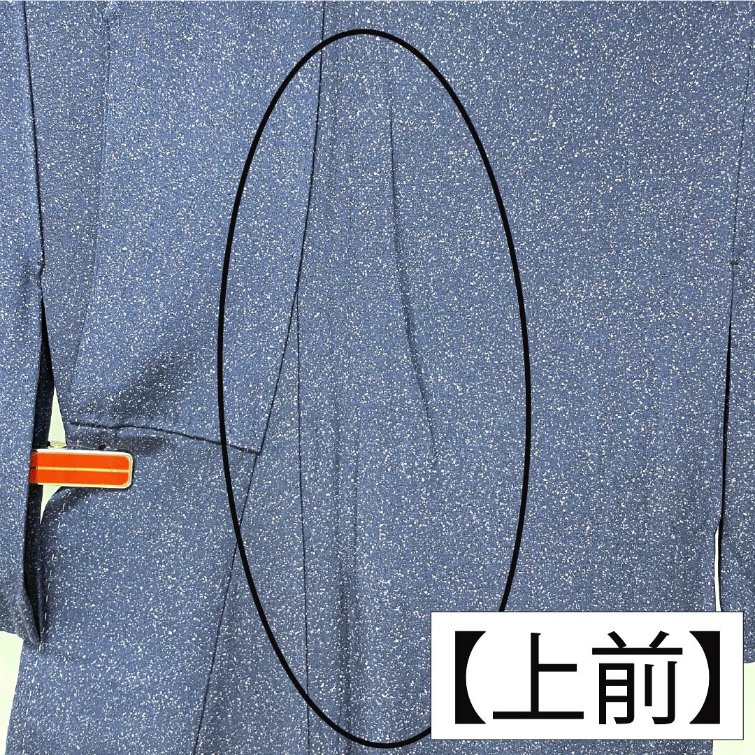 小紋 正絹 Sランク 身丈150.5cm 裄丈65cm 単衣 紺色（こんいろ） 一つ紋 蔦 タタキ染 紺系 1115007002118