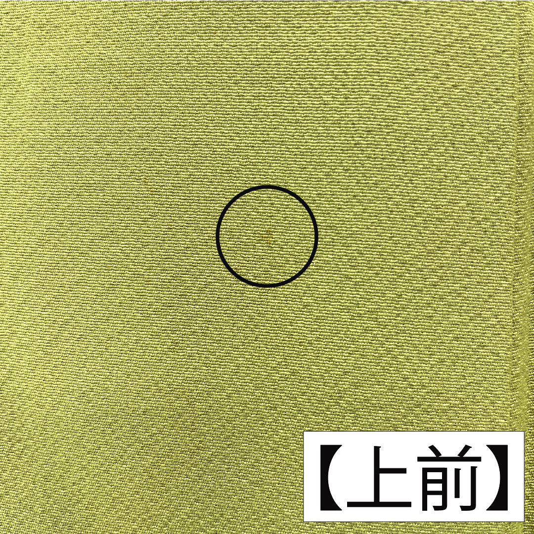 Plain color, pure silk, length 150cm, sleeve length 63cm, Wakanae-iro, plain color, one crest, different hawk feathers, lined, B rank, green, 1114001774119