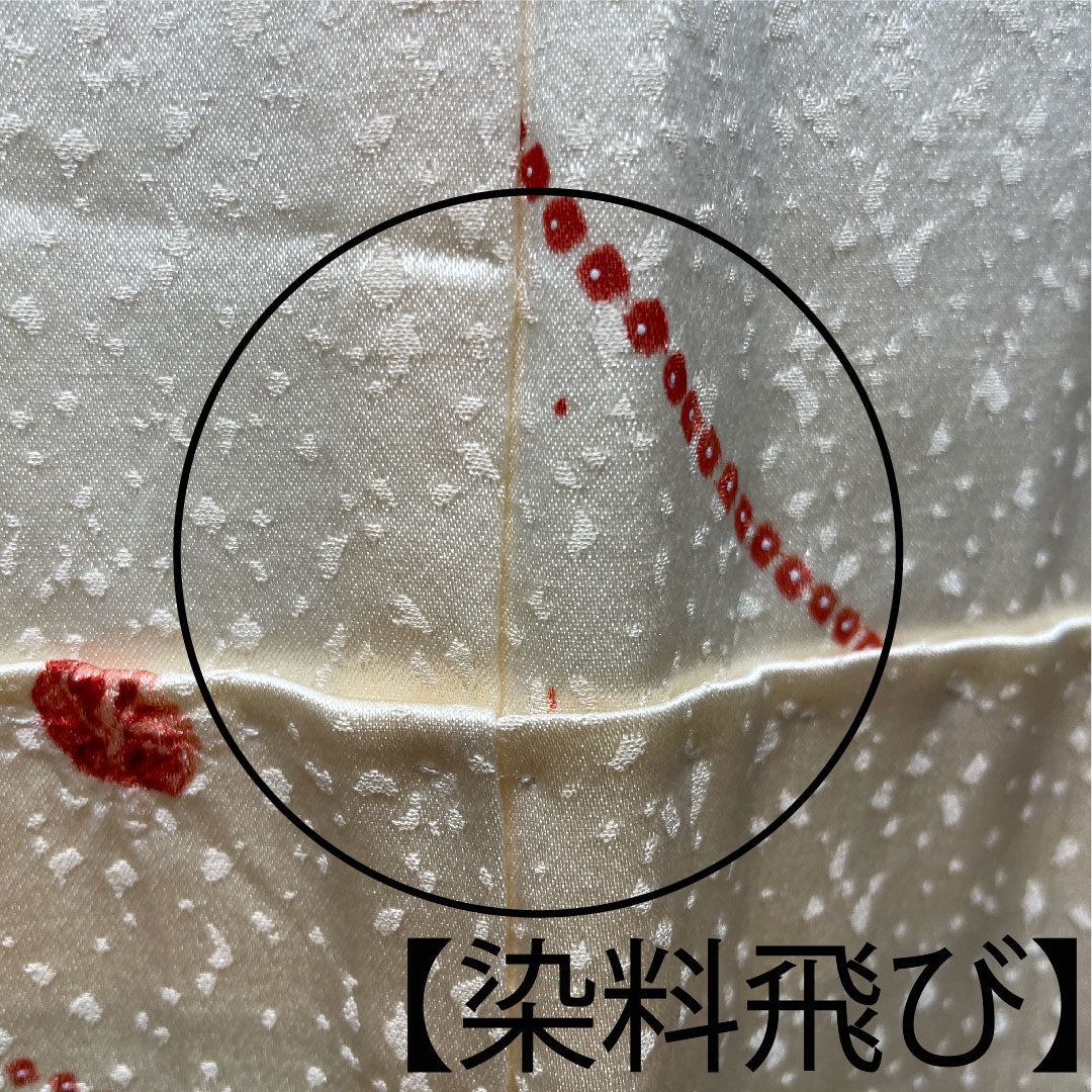 小紋 身丈162cm 裄丈60.5cm 袷  練色 絞り 抽象模様  正絹 Aランク クリーム系 1115003063415