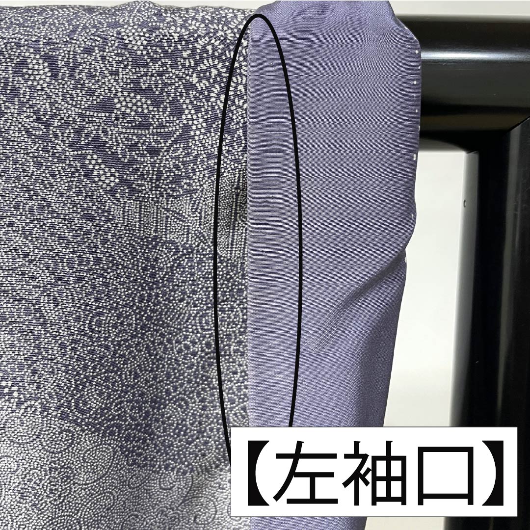 訪問着 正絹 Aランク 袷 身丈155cm 裄丈64.5cm 蒲萄鼠色（ぶどうねずいろ） 江戸小紋 型染 パールトーン加工 吉祥文様 紫系 1112006183320